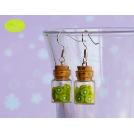 Pendientes de mini-botellita con kiwis