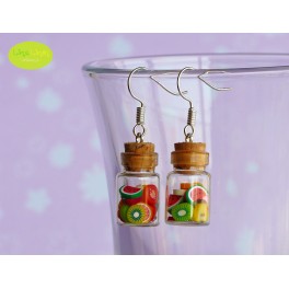 Pendientes de mini-botellita con frutas