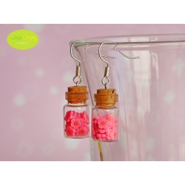 Pendientes de mini-botellita con flores