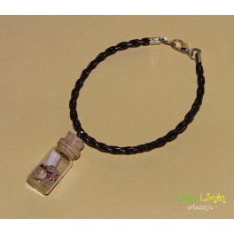 Pulsera de cordón marrón con mensaje